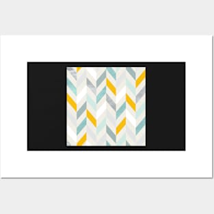 Modern Chevron in Blue Posters and Art